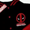 Deadpool Black and Red Letterman Varsity Jacket Closer Look