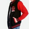 Deadpool Black and Red Letterman Varsity Jacket Side