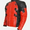 Deadpool Red Leather Biker Jacket Side