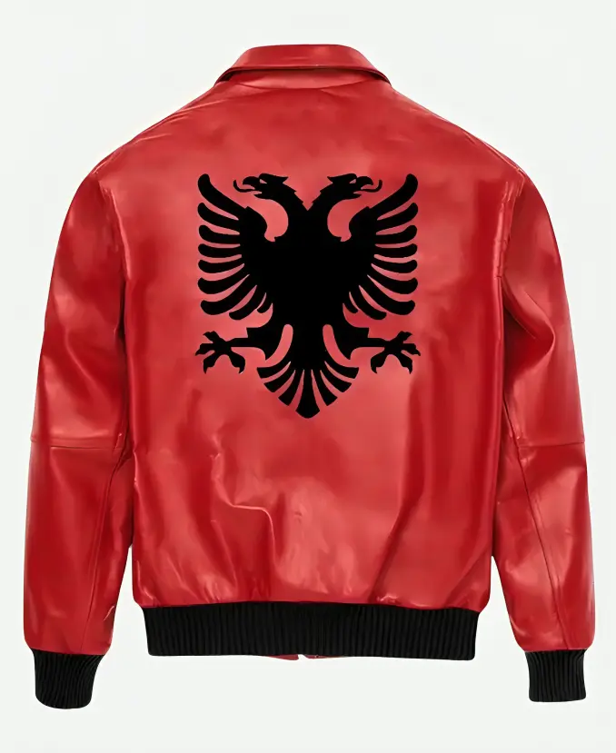 Drake Albanian Flag Leather Jacket Back