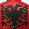 Drake Polar Opposites Albanian Flag Red Leather Jacket Detailing