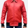 Drake Polar Opposites Albanian Flag Red Leather Jacket Front