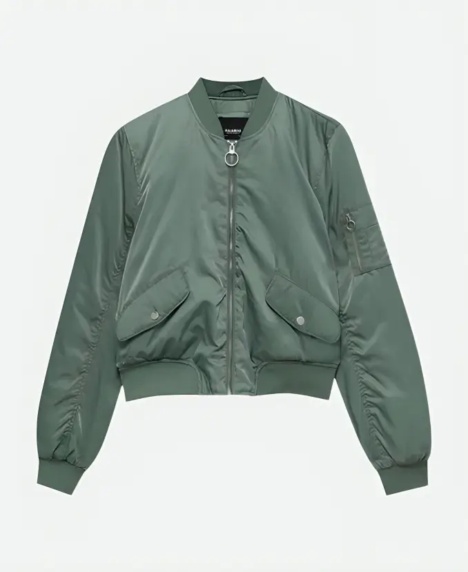Emma Myers A Good Girl's Guide to Murder Pip Fitz Amobi Green Bomber Jacket
