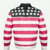 Lil Uzi Vert Pink Tape American Flag Leather Jacket Back