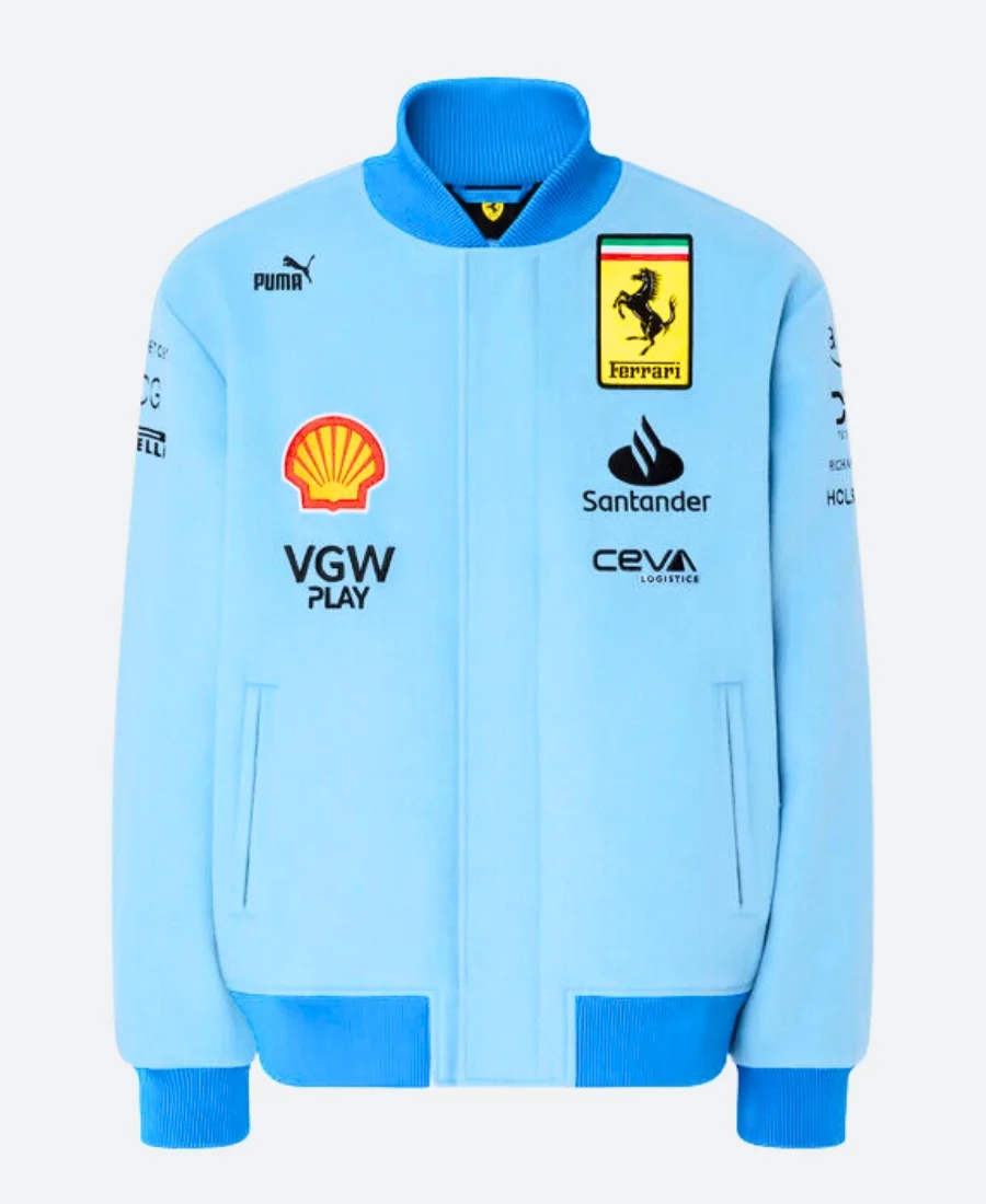 Puma Scuderia Ferrari Formula One Miami Grand Prix Carlos Sainz Blue Letterman Varsity Jacket