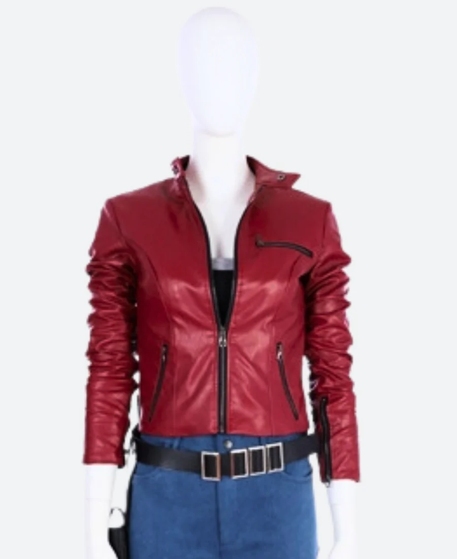 Resident Evil 2 Remake Claire Redfield Motorcycle Red Leather Jacket