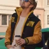 Ryan Gosling Carpool Karaoke The Fall Guy Black and Yellow Varsity Letterman Jacket Inspiration Image