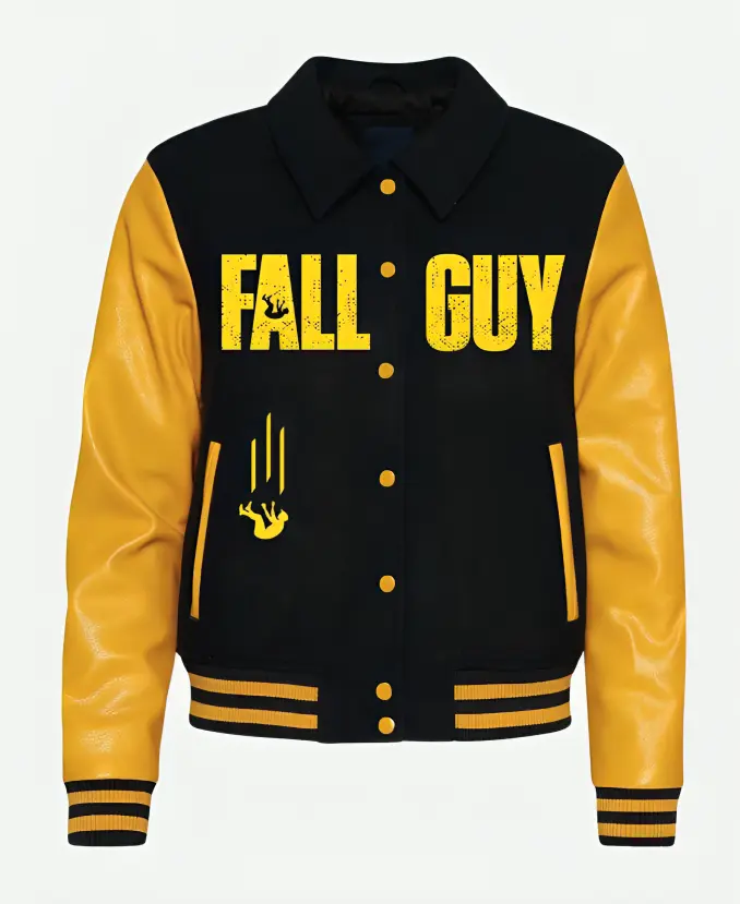 Ryan Gosling Carpool Karaoke The Fall Guy Black and Yellow Varsity Letterman Jacket