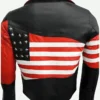 USA American Flag Leather Biker Motorcycle Jacket Back