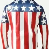 United Stated of America Flag Biker Leather Jacket Back