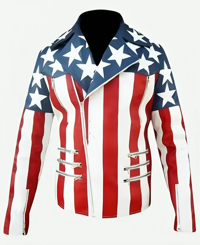 United Stated of America Flag Biker Leather Jacket