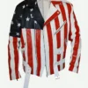 Vanilla Ice United States of America Flag Leather Motorcycle Jacket Front