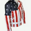Vanilla Ice United States of America Flag Leather Motorcycle Jacket SIde Look