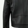 Vintage American Flag Black Leather Biker Jacket Detailing