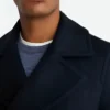 Brandon Sklenar It Ends with Us Atlas Corrigan Blue Peacoat Jacket Front Close Up