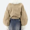 Camille Razat Emily in Paris Season 04 Camille Beige Suede Leather Jacket Back