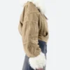 Camille Razat Emily in Paris Season 04 Camille Beige Suede Leather Jacket Side