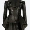 Emmy Raver Lampman The Umbrella Academy Allison Hargreeves Black Leather Frock Biker Jacket