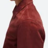 Eugenio Franceschini Emily in Paris Season 04 Marcello Red Suede Leather Jacket Detailing