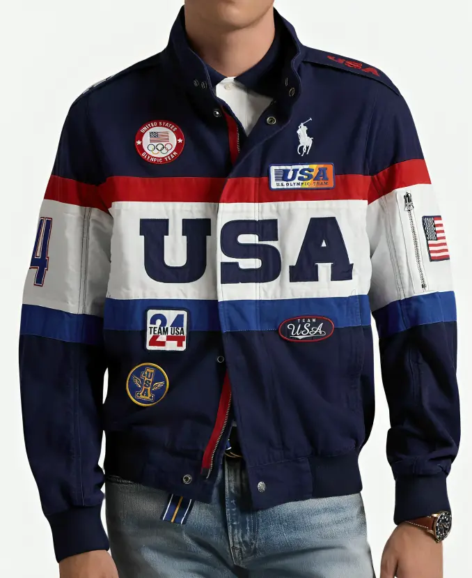 Kendall Jenner Paris 2024 Olympics Closing Ceremony Team USA Flagbearer Blue Jacket