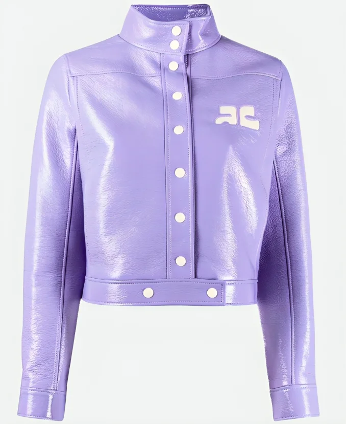 Lily Collins Emily in Paris Season 02 Emily Cooper Purple Leather Jacket