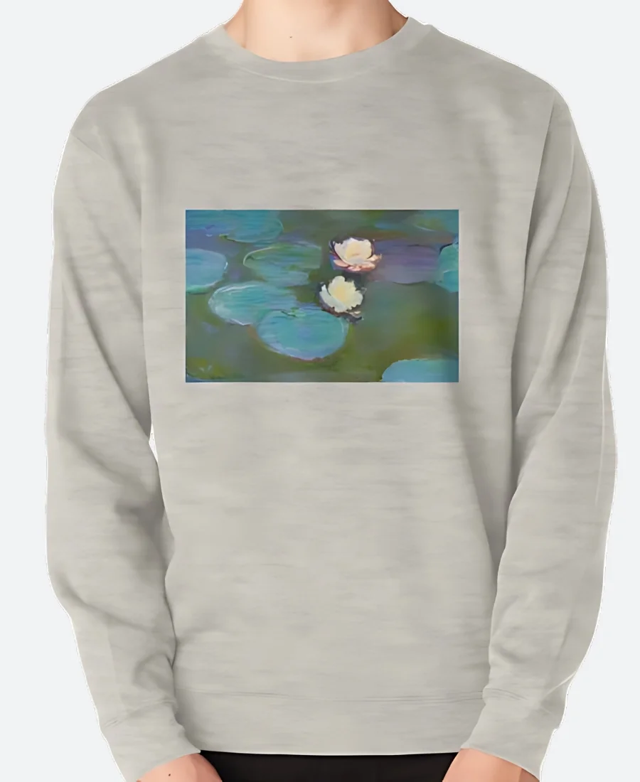 Lily Collins Emily in Paris Season 04 Emily Cooper Claude Monet Water Lilies Printed Grey Sweatshirt