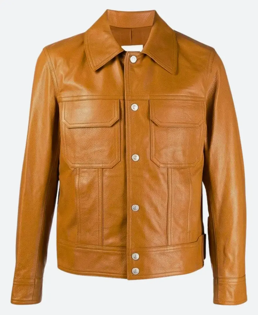 Lucas Bravo Emily in Paris Season 03 Gabriel Tan Brown Leather Jacket