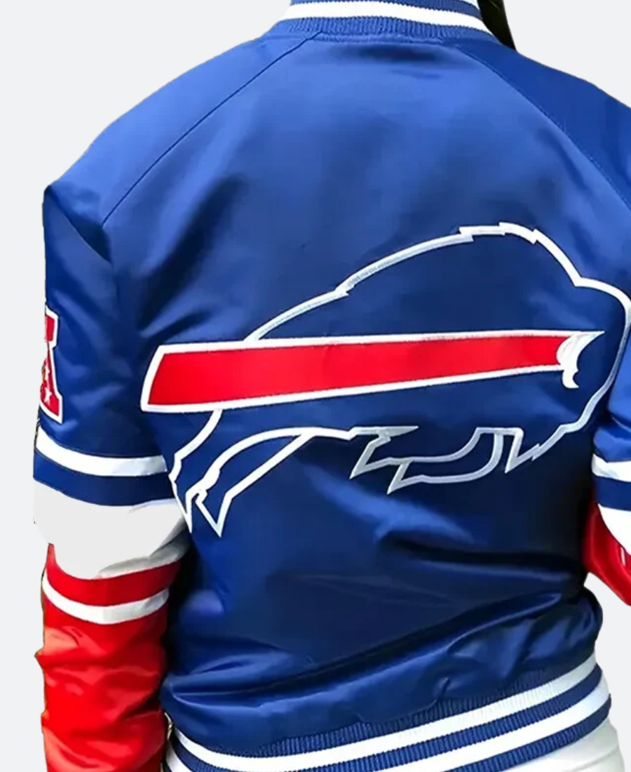 Buffalo Bills Blue & Red Varsity Jacket Back Image