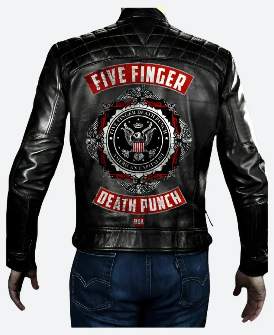 Five Finger Death Punch Leather Jacket Back Image