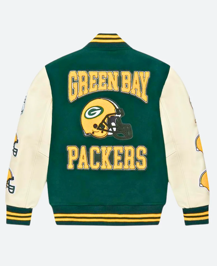 OVO X Green Bay Packers Varsity Jacket Back Image