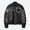 Off White Leather Varsity Jacket