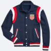 Olympic Team USA Blue Baseball Jacket Front Image