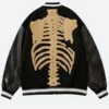 Skeleton Bones Varsity Jacket Black Back Image