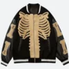 Skeleton Bones Varsity Jacket Black Front Image