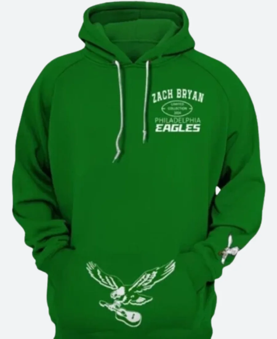 Zach Bryan Philadelphia Eagles Green Hoodie Front Image