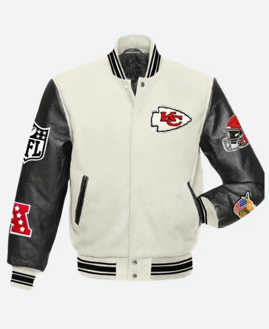 travis kelce KC Cheifs Varsity Jacket Front Image