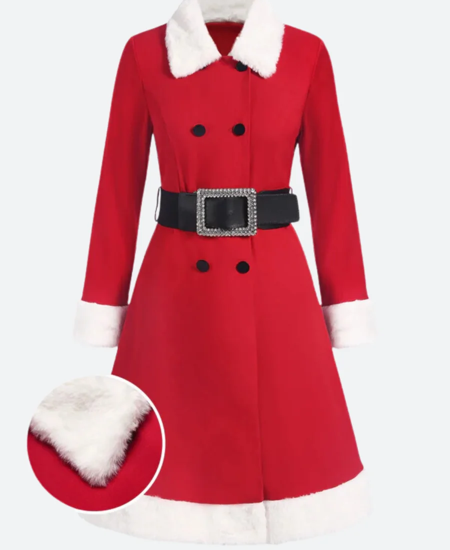 Christmas Double Breasted Belted Coat Front Image