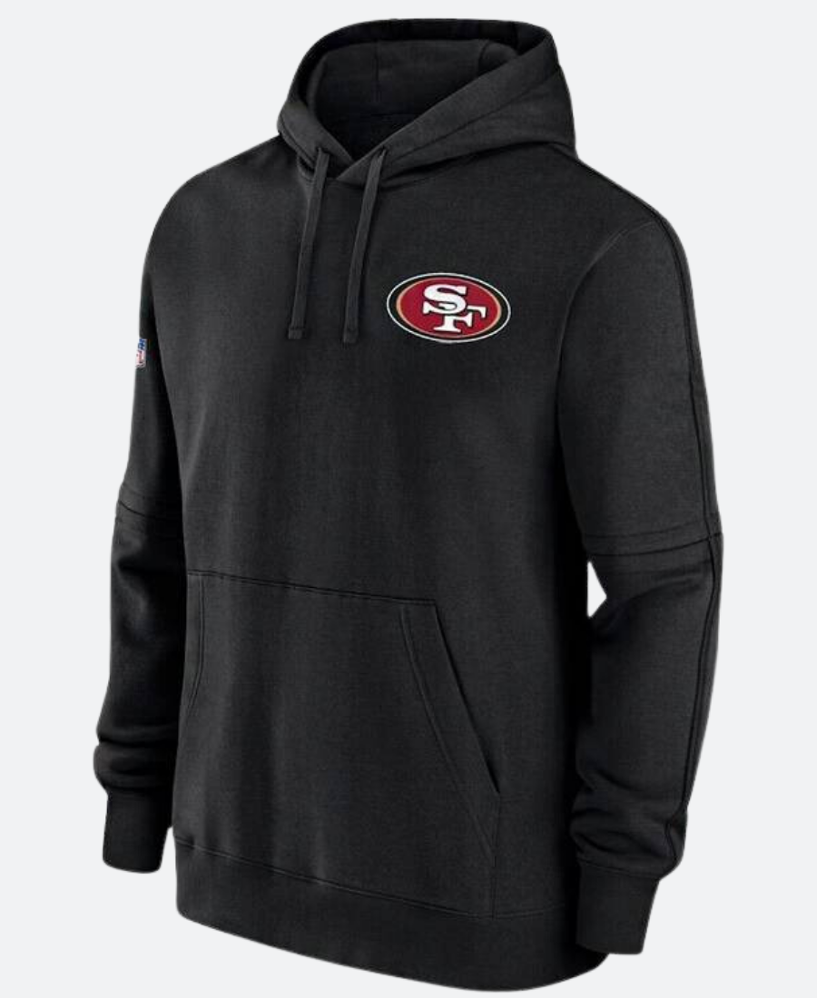 Kyle Shanahan SF 49ers hoodie Black Sideline Hoodie Front Image