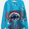 Lilo And Stitch Christmas Sky Blue Sweatshirt Front Image