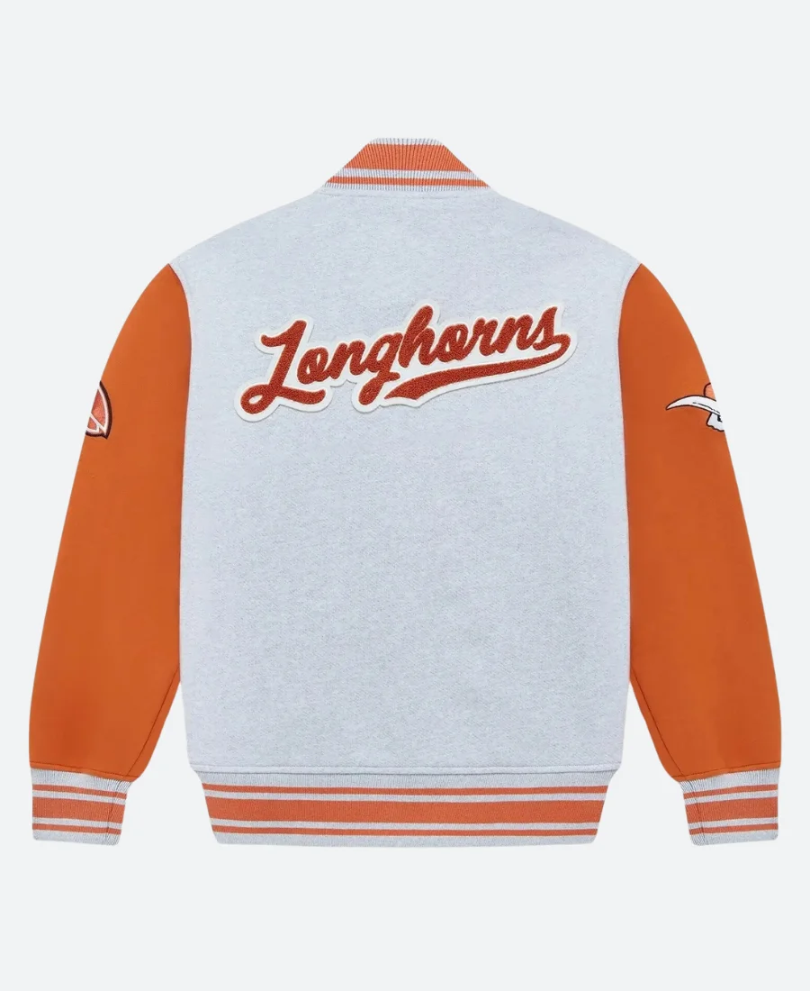 OVO X Texas Longhorns Varsity Jacket Back Image