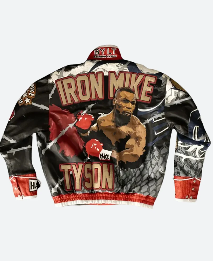 Jake Paul vs Mike Tyson 2024 Leather Jacket Back Image