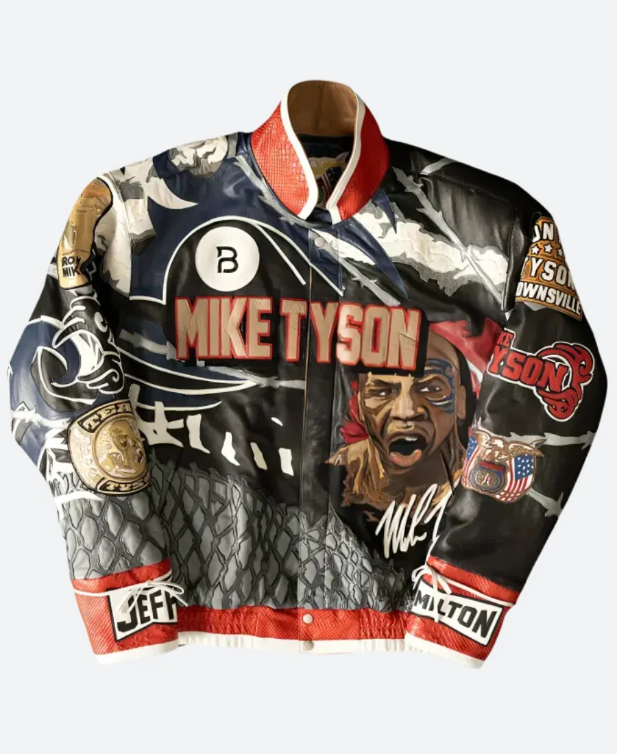 Jake Paul vs Mike Tyson 2024 Leather Jacket Front Image