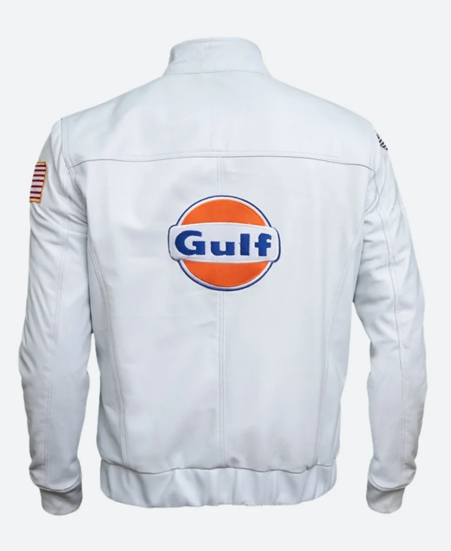 Steve McQueen Grand Prix Leather Jacket Back Image