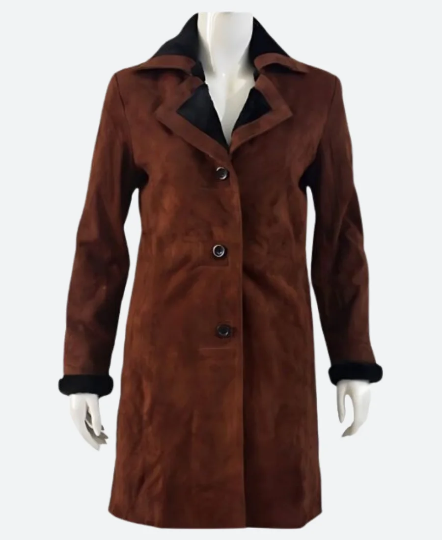 Yellowstone Monica Dutton Suede Leather Coat Front Image