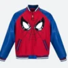 90s Spiderman Leather Varsity Jacket Front Image