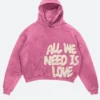 All We Need Is Love Pink Hoodie Front Image