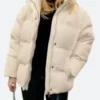 Brittany Mahomes Chiefs Beige Puffer Jacket