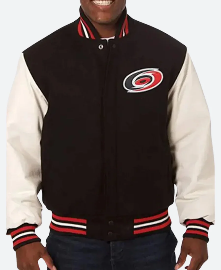 Carolina Hurricanes Black Bomber Jacket Front Image