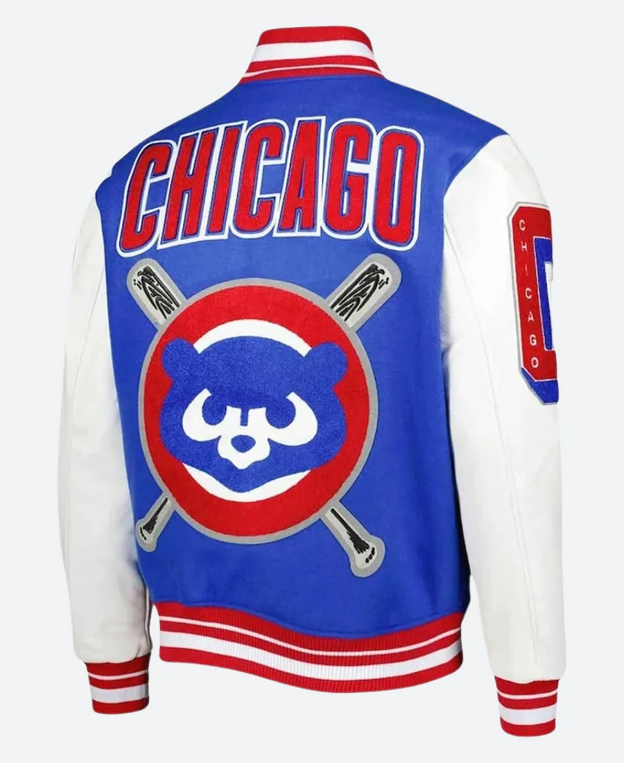 Chicago Cubs Mash Up Letterman Varsity Jacket Back Image