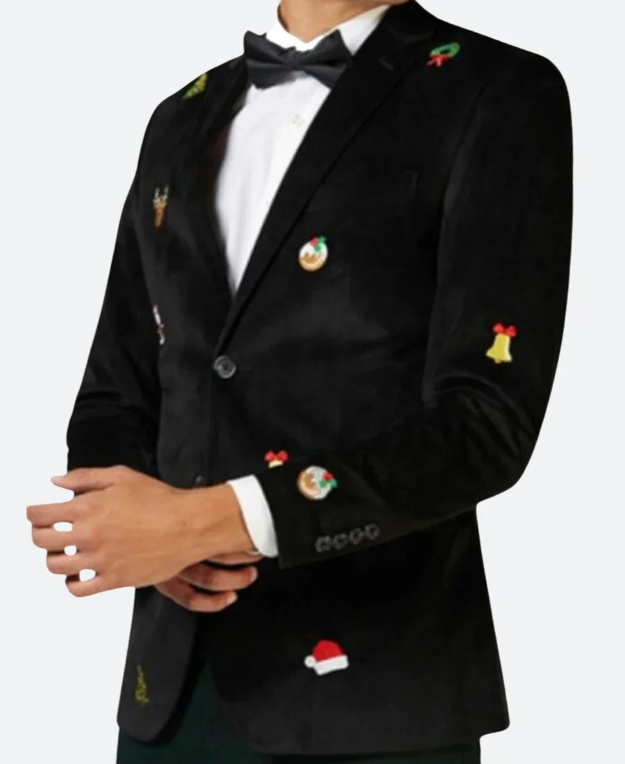 Christmas Tuxedo Black Velvet Balzzer Front Image